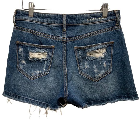 Guilded Intent Buckle High Rise Short Size 26 Distressed Blue Skinny Denim - Picture 7 of 14